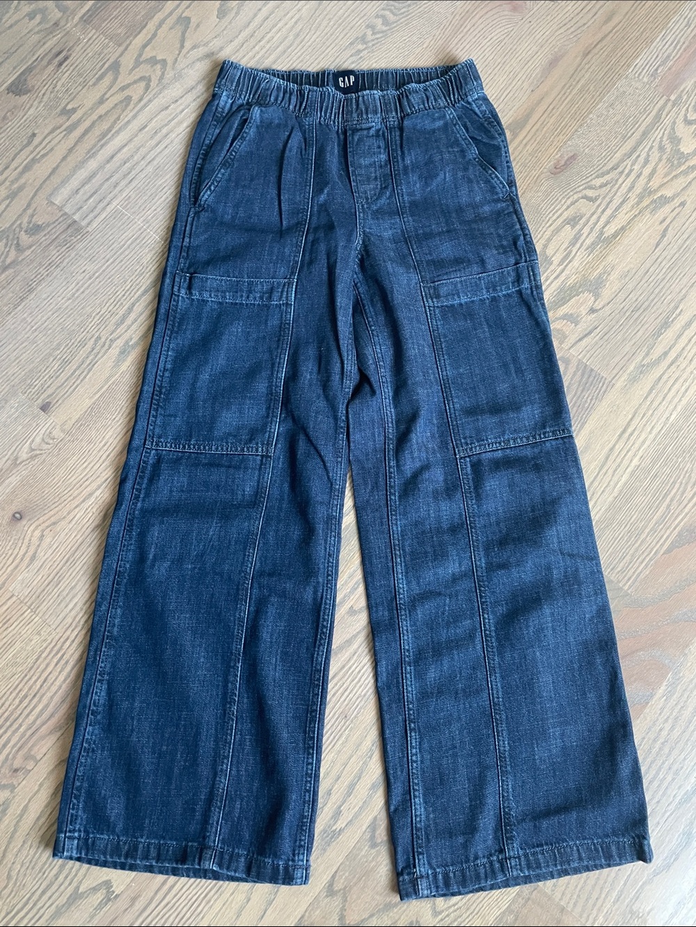GAP Black Wide-Leg Denim Cargo Pants